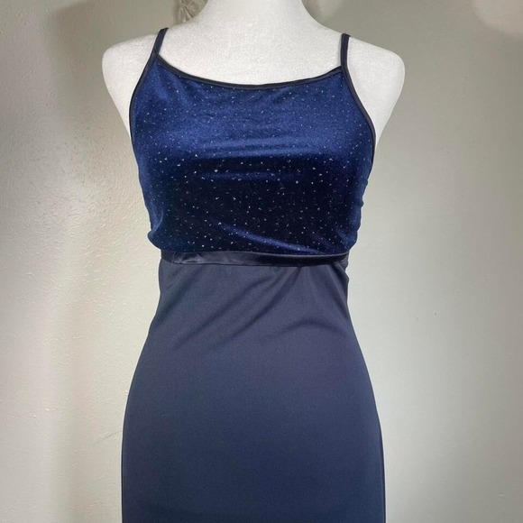 Vtg Y2K Byer Too! SZ S Empire Waist Velvet Glitter Maxi Dress Fairy Whimsygoth - Picture 2 of 8